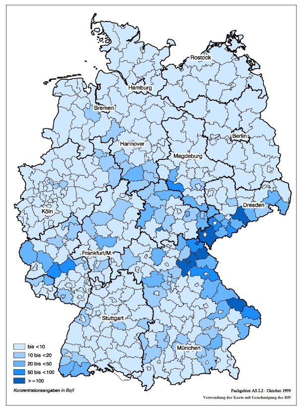 Radonbelastung Schweiz Karte